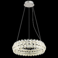 Závěsné svítidlo, chromovaný kov, průhledné krystaly K9, Ø:60cm, V:150cm, včetně LED 50W 230V, zdroj 6210lm, výstup 4460lm, 4000K