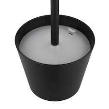 Stolní lampa, kov/plast černý/bílý, dotek. zap/vyp/stmívání, USB-A 2.0 - USB-C; aku CR18650 1800mAh 3,7V, IP54, nastavitelná výška, jako nástavec na láhev (součást balení), Ø:11,5cm, V:36cm, 3W LED, zdroj 300lm, výstup 200lm, CCT3000/4000/5000K