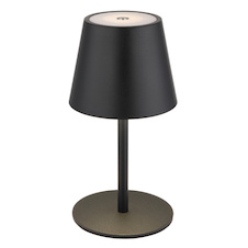 Stolní lampa, kov/plast černý/bílý, dotek. zap/vyp/stmívání, USB-A 2.0 - USB-C; aku CR18650 1800mAh 3,7V, IP54, nastavitelná výška, jako nástavec na láhev (součást balení), Ø:11,5cm, V:36cm, 3W LED, zdroj 300lm, výstup 200lm, CCT3000/4000/5000K