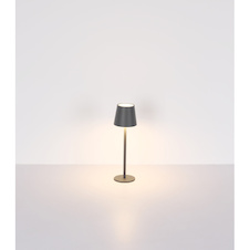 Stolní lampa, kov/plast černý/bílý, dotek. zap/vyp/stmívání, USB-A 2.0 - USB-C; aku CR18650 1800mAh 3,7V, IP54, nastavitelná výška, jako nástavec na láhev (součást balení), Ø:11,5cm, V:36cm, 3W LED, zdroj 300lm, výstup 200lm, CCT3000/4000/5000K