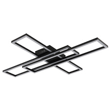 Stropní svítidlo, černý plast, černý plast, bílý plast, nastavitelné, DxŠxV:80x60x7,5cm, délka kabelu 13cm, včetně LED 55W 230V, zdroj 6150lm, výstup 2950lm, 3000K