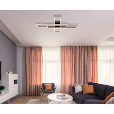 Stropní svítidlo, černý plast, černý plast, bílý plast, nastavitelné, DxŠxV:80x60x7,5cm, délka kabelu 13cm, včetně LED 55W 230V, zdroj 6150lm, výstup 2950lm, 3000K