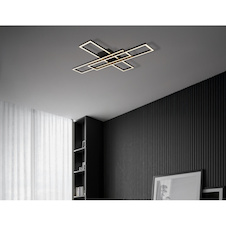 Stropní svítidlo, černý plast, černý plast, bílý plast, nastavitelné, DxŠxV:80x60x7,5cm, délka kabelu 13cm, včetně LED 55W 230V, zdroj 6150lm, výstup 2950lm, 3000K