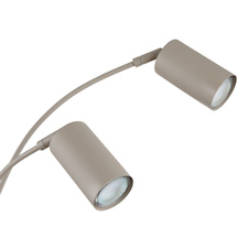 Stojací lampa, kov v barvě písku, černý PVC kabel, kolébkový vypínač, otočná/nastavitelná, DxŠxV:70x73x204cm, délka kabelu 180cm, bez žárovek 5x GU10, max. 35W 230V