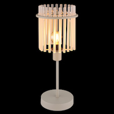 Stolní lampa, pískově zbarvený kov, saténové skleněné tyče, černý PVC kabel, kolébkový vypínač na kabelu, Ø:15cm, V:37,5cm, délka kabelu 150cm, bez žárovky 1xE14, max. 40W 230V
