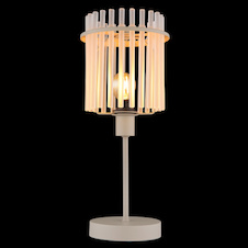 Stolní lampa, pískově zbarvený kov, saténové skleněné tyče, černý PVC kabel, kolébkový vypínač na kabelu, Ø:15cm, V:37,5cm, délka kabelu 150cm, bez žárovky 1xE14, max. 40W 230V