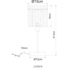 Stolní lampa, pískově zbarvený kov, saténové skleněné tyče, černý PVC kabel, kolébkový vypínač na kabelu, Ø:15cm, V:37,5cm, délka kabelu 150cm, bez žárovky 1xE14, max. 40W 230V