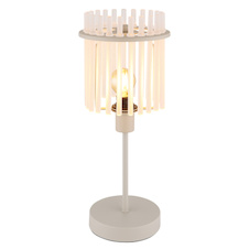 Stolní lampa, pískově zbarvený kov, saténové skleněné tyče, černý PVC kabel, kolébkový vypínač na kabelu, Ø:15cm, V:37,5cm, délka kabelu 150cm, bez žárovky 1xE14, max. 40W 230V