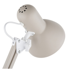 Stolní lampa, kov pískové barvy, bílý PVC kabel, kolébkový vypínač na kabelu, nastavitelná, DxŠxV:40x15x59cm, délka kabelu 150cm, bez žárovky 1x E27, Max. 40W 230V