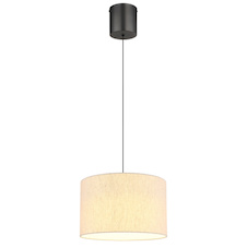 Závěsné svítidlo, černý chromovaný kov, krémová tkanina, černý PVC kabel, Ø:35cm, V:180cm, výška nastavitelná od 86 do 180cm, včetně LED 8W 230V, 1000lm zdroj, 450lm výstup, 2700K