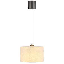 Závěsné svítidlo, černý chromovaný kov, krémová tkanina, černý PVC kabel, Ø:35cm, V:180cm, výška nastavitelná od 86 do 180cm, včetně LED 8W 230V, 1000lm zdroj, 450lm výstup, 2700K