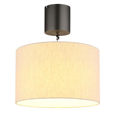 Závěsné svítidlo, černý chromovaný kov, krémová tkanina, černý PVC kabel, Ø:35cm, V:180cm, výška nastavitelná od 86 do 180cm, včetně LED 8W 230V, 1000lm zdroj, 450lm výstup, 2700K