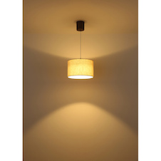 Závěsné svítidlo, černý chromovaný kov, krémová tkanina, černý PVC kabel, Ø:35cm, V:180cm, výška nastavitelná od 86 do 180cm, včetně LED 8W 230V, 1000lm zdroj, 450lm výstup, 2700K