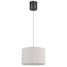 Závěsné svítidlo, černý chromovaný kov, krémová tkanina, černý PVC kabel, Ø:35cm, V:180cm, výška nastavitelná od 86 do 180cm, včetně LED 8W 230V, 1000lm zdroj, 450lm výstup, 2700K