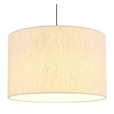 Závěsné svítidlo, černý chromovaný kov, krémová tkanina, černý PVC kabel, Ø:35cm, V:180cm, výška nastavitelná od 86 do 180cm, včetně LED 8W 230V, 1000lm zdroj, 450lm výstup, 2700K
