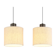 Závěsné svítidlo, černý chromovaný kov, krémová tkanina, černý PVC kabel, DxŠxV:74x18x180cm, výška nastavitelná od 80 do 180cm, včetně LED 24W 230V, zdroj 2700lm, výstup 1150lm, 2700K