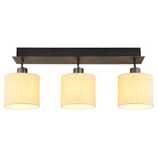 Závěsné svítidlo, černý chromovaný kov, krémová tkanina, černý PVC kabel, DxŠxV:74x18x180cm, výška nastavitelná od 80 do 180cm, včetně LED 24W 230V, zdroj 2700lm, výstup 1150lm, 2700K
