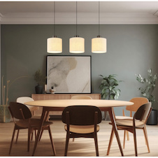 Závěsné svítidlo, černý chromovaný kov, krémová tkanina, černý PVC kabel, DxŠxV:74x18x180cm, výška nastavitelná od 80 do 180cm, včetně LED 24W 230V, zdroj 2700lm, výstup 1150lm, 2700K