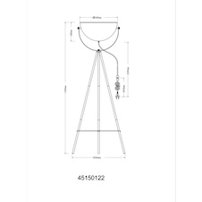 Stojací lampa, kov pískové barvy, kolébkový vypínač na kabelu, Ø:56cm, V:152,5cm, délka kabelu 320cm, bez žárovky 1x E27, max. 100 mm 40W 230V