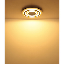 Stropní svítidlo, matný bílý kov, pískový kov, bílý akrylát, Ø:48cm, V:4,5cm, včetně LED 40W 230V, 4600lm zdroj, 1500lm výstup, 3000K