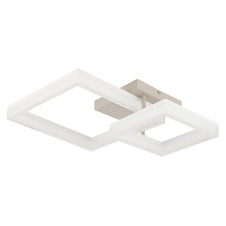 Stropní svítidlo, kov v barvě písku, bílý plast, průhledný plast, DxŠxV:62,5x46,5x12,5cm, rozměry 1x 33x33cm, 1x 22x22cm, včetně LED 24W 230V, zdroj 2490lm, výstup 1800lm, 3000K