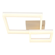 Stropní svítidlo, kov v barvě písku, bílý plast, průhledný plast, DxŠxV:62,5x46,5x12,5cm, rozměry 1x 33x33cm, 1x 22x22cm, včetně LED 24W 230V, zdroj 2490lm, výstup 1800lm, 3000K