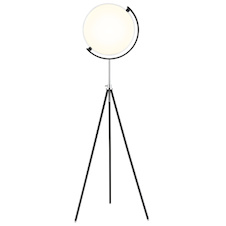 Stojací lampa, černý kov a hliník, bílý plast, zrcadlový plast, paměť, nastavitelná výška, dálkové ovládání, Ø:67,5m, V:170cm, včetně LED 24W 230V, 2400lm zdroj, 1040lm výstup, změna barvy světla 2700-6500K