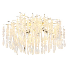 Stropní svítidlo, stříbrný kov, čiré skleněné krystaly, Ø:60cm, H:45cm, bez žárovek 8x E14, max. 40W 230V