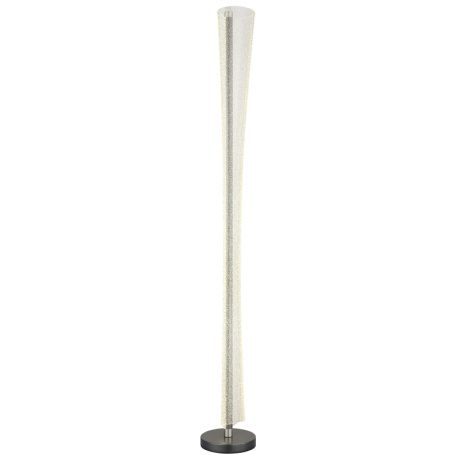 Stojací lampa, antracitový a matný niklový kov, průhledný akrylát s vzduchovými bublinami, nožní vypínač na kabelu, stupňový spínač, paměťová funkce, V:155cm, LED 48W 230V, zdroj 6000lm, výstup 2980lm, změna barvy světla 2700/4000/6000K