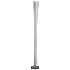 Stojací lampa, antracitový a matný niklový kov, průhledný akrylát s vzduchovými bublinami, nožní vypínač na kabelu, stupňový spínač, paměťová funkce, V:155cm, LED 48W 230V, zdroj 6000lm, výstup 2980lm, změna barvy světla 2700/4000/6000K