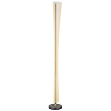 Stojací lampa, antracitový a matný niklový kov, průhledný akrylát s vzduchovými bublinami, nožní vypínač na kabelu, stupňový spínač, paměťová funkce, V:155cm, LED 48W 230V, zdroj 6000lm, výstup 2980lm, změna barvy světla 2700/4000/6000K