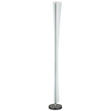 Stojací lampa, antracitový a matný niklový kov, průhledný akrylát s vzduchovými bublinami, nožní vypínač na kabelu, stupňový spínač, paměťová funkce, V:155cm, LED 48W 230V, zdroj 6000lm, výstup 2980lm, změna barvy světla 2700/4000/6000K