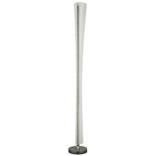 Stojací lampa, antracitový a matný niklový kov, průhledný akrylát s vzduchovými bublinami, nožní vypínač na kabelu, stupňový spínač, paměťová funkce, V:155cm, LED 48W 230V, zdroj 6000lm, výstup 2980lm, změna barvy světla 2700/4000/6000K