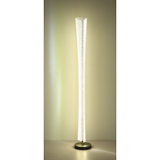 Stojací lampa, antracitový a matný niklový kov, průhledný akrylát s vzduchovými bublinami, nožní vypínač na kabelu, stupňový spínač, paměťová funkce, V:155cm, LED 48W 230V, zdroj 6000lm, výstup 2980lm, změna barvy světla 2700/4000/6000K