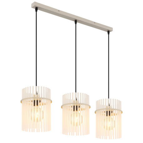 Závěsné svítidlo, pískově zbarvený kov, saténové skleněné tyče, černý PVC kabel, nastavitelná výška, DxŠxV:80x20x140cm, bez žárovek 3x E27, max. 60W 230V
