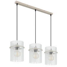 Závěsné svítidlo, pískově zbarvený kov, saténové skleněné tyče, černý PVC kabel, nastavitelná výška, DxŠxV:80x20x140cm, bez žárovek 3x E27, max. 60W 230V