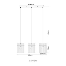 Závěsné svítidlo, pískově zbarvený kov, saténové skleněné tyče, černý PVC kabel, nastavitelná výška, DxŠxV:80x20x140cm, bez žárovek 3x E27, max. 60W 230V