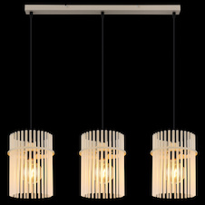Závěsné svítidlo, pískově zbarvený kov, saténové skleněné tyče, černý PVC kabel, nastavitelná výška, DxŠxV:80x20x140cm, bez žárovek 3x E27, max. 60W 230V