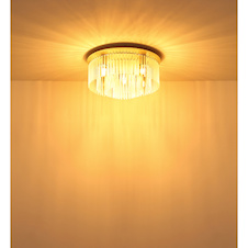 Stropní svítidlo, matný kov pískové barvy, chromovaný kov, tyčky z matného skla, Ø:50cm, V:25cm, bez žárovek 5xE27, max. 60W 230V