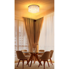 Stropní svítidlo, matný kov pískové barvy, chromovaný kov, tyčky z matného skla, Ø:50cm, V:25cm, bez žárovek 5xE27, max. 60W 230V
