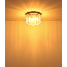 Stropní svítidlo, kov v barvě písku, chromovaný kov, saténové skleněné tyče, Ø:32cm, V:23cm, bez žárovek 5xE14, max. 40W 230V