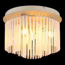 Stropní svítidlo, kov v barvě písku, chromovaný kov, saténové skleněné tyče, Ø:32cm, V:23cm, bez žárovek 5xE14, max. 40W 230V