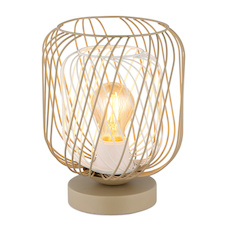 Stolní lampa, kov v barvě písku, stínidlo z pískového a bílého kovu, bílý PVC kabel, kolébkový vypínač na kabelu, Ø:18cm, H:24,5cm, délka kabelu 150cm, bez žárovky 1x E27, max. 40W 230V