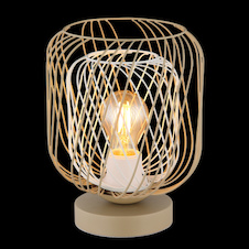 Stolní lampa, kov v barvě písku, stínidlo z pískového a bílého kovu, bílý PVC kabel, kolébkový vypínač na kabelu, Ø:18cm, H:24,5cm, délka kabelu 150cm, bez žárovky 1x E27, max. 40W 230V