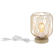 Stolní lampa, kov v barvě písku, stínidlo z pískového a bílého kovu, bílý PVC kabel, kolébkový vypínač na kabelu, Ø:18cm, H:24,5cm, délka kabelu 150cm, bez žárovky 1x E27, max. 40W 230V