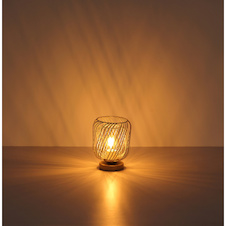 Stolní lampa, kov v barvě písku, stínidlo z pískového a bílého kovu, bílý PVC kabel, kolébkový vypínač na kabelu, Ø:18cm, H:24,5cm, délka kabelu 150cm, bez žárovky 1x E27, max. 40W 230V