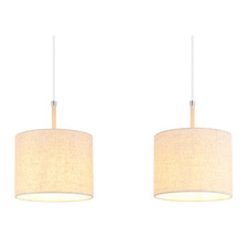 Závěsná lampa, pískově zbarvený kov, chromovaný kov, krémová tkanina, bílý PVC kabel, nastavitelná výška, DxŠxV: 90x20x120cm, bez žárovek 3x E27, max. 40W 230V