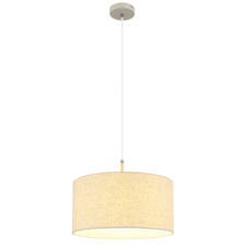 Závěsné svítidlo, kov v barvě písku, chromovaný kov, krémová tkanina, bílý PVC kabel, nastavitelná výška, Ø:40cm, V:120cm, bez žárovky 1xE27, max. 60W 230V