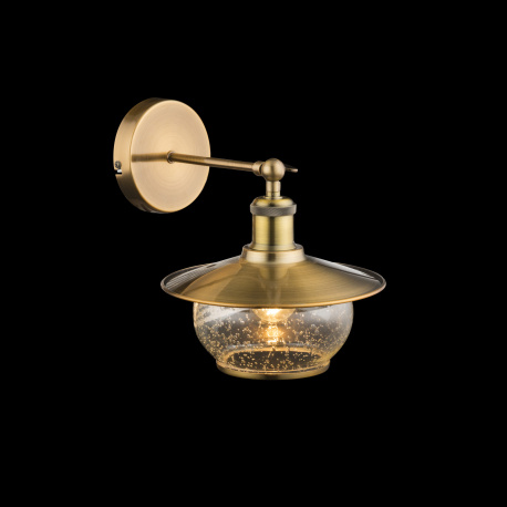 Nástěnné svítidlo, kov bronzové barvy, sklo, ŠxV:220x280, H:285, bez žárovky 1xE27, max. 60W 230V.
