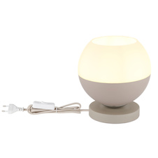 Stolní lampa, kov v pískové barvě s matným povrchem, skleněná koule, čirá, béžový textilní kabel, kolébkový vypínač na kabelu, Ø:20cm, V:21cm, délka kabelu 150cm, bez žárovky 1x E27, max. 60W 230V